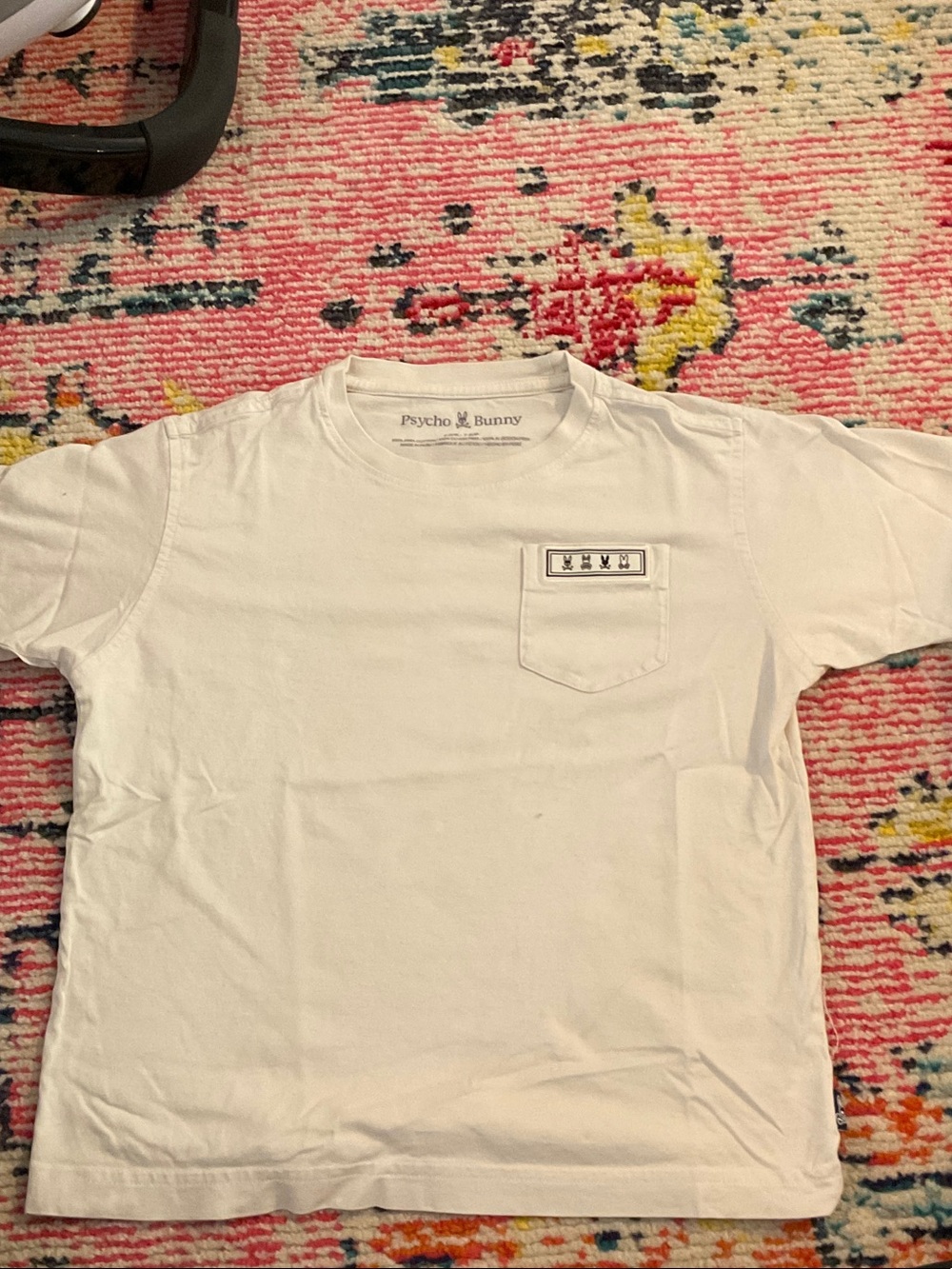 Psycho Bunny White Short Sleeve Pocket Tee with Small Logo Patch